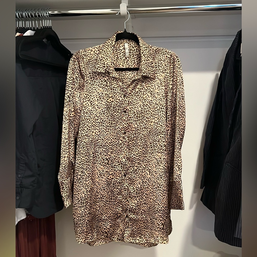 Zara cheetah print silk blouse